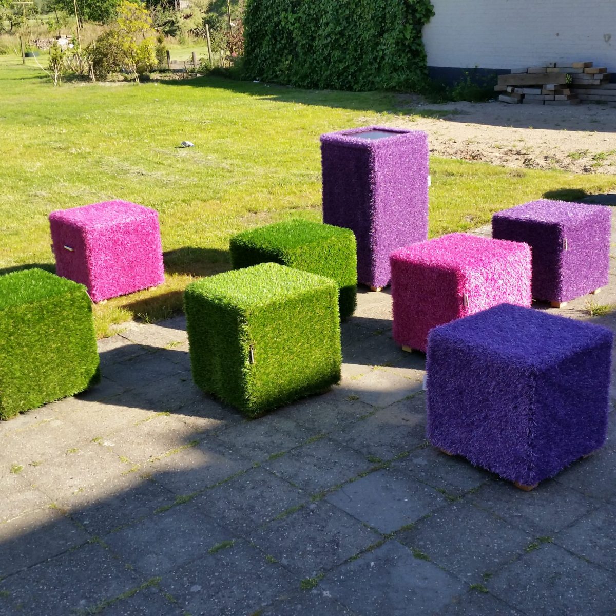 Kunstgras poef sfeer