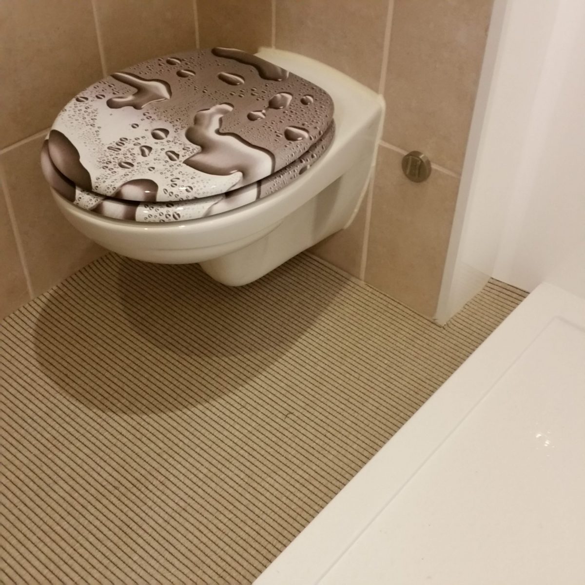 badkamer tapijt beige toilet
