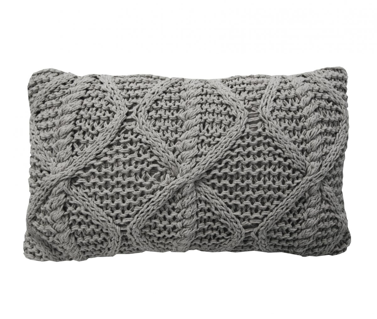 gebreid kussen taupe klein