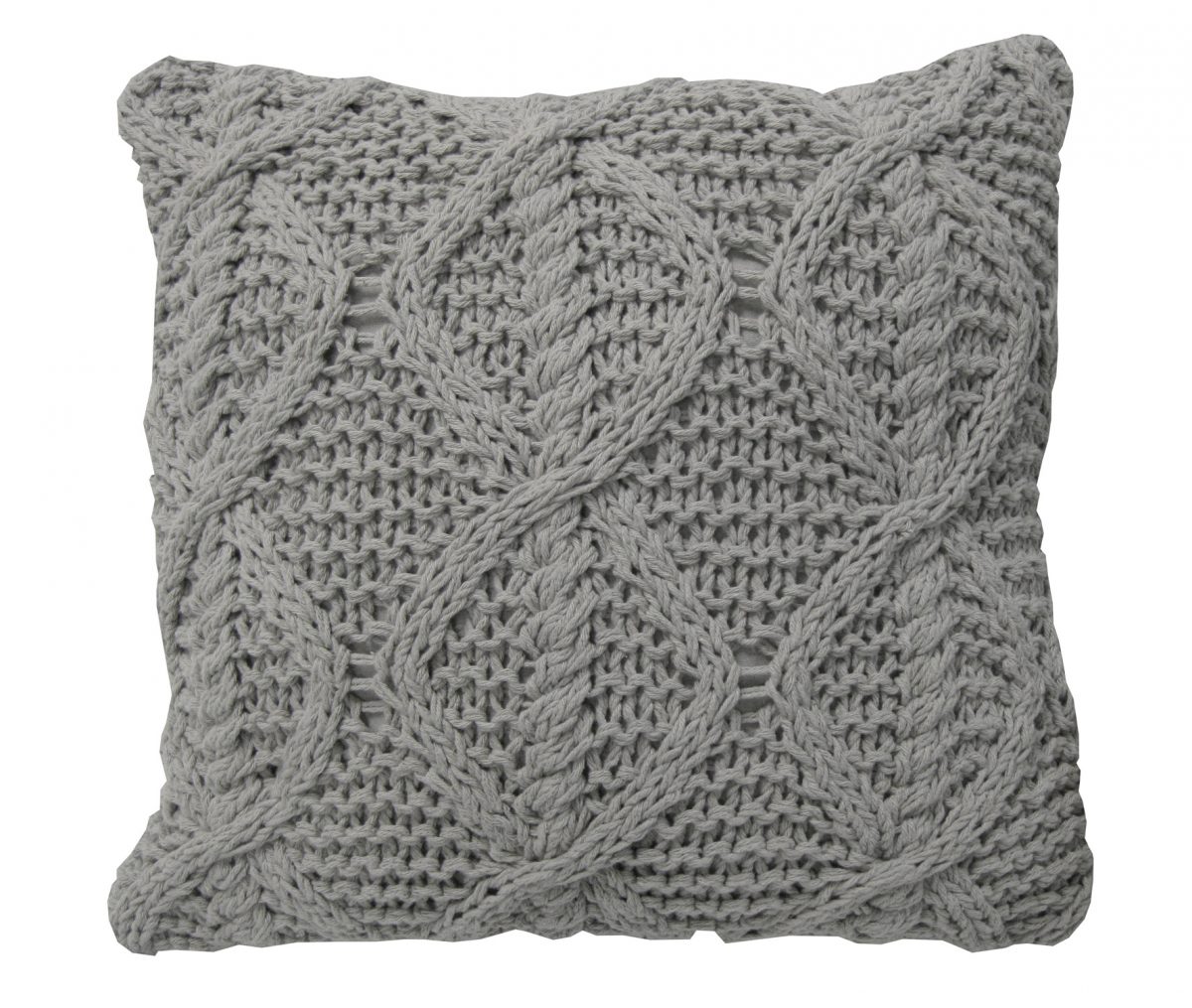 gebreid kussen taupe diamond groot
