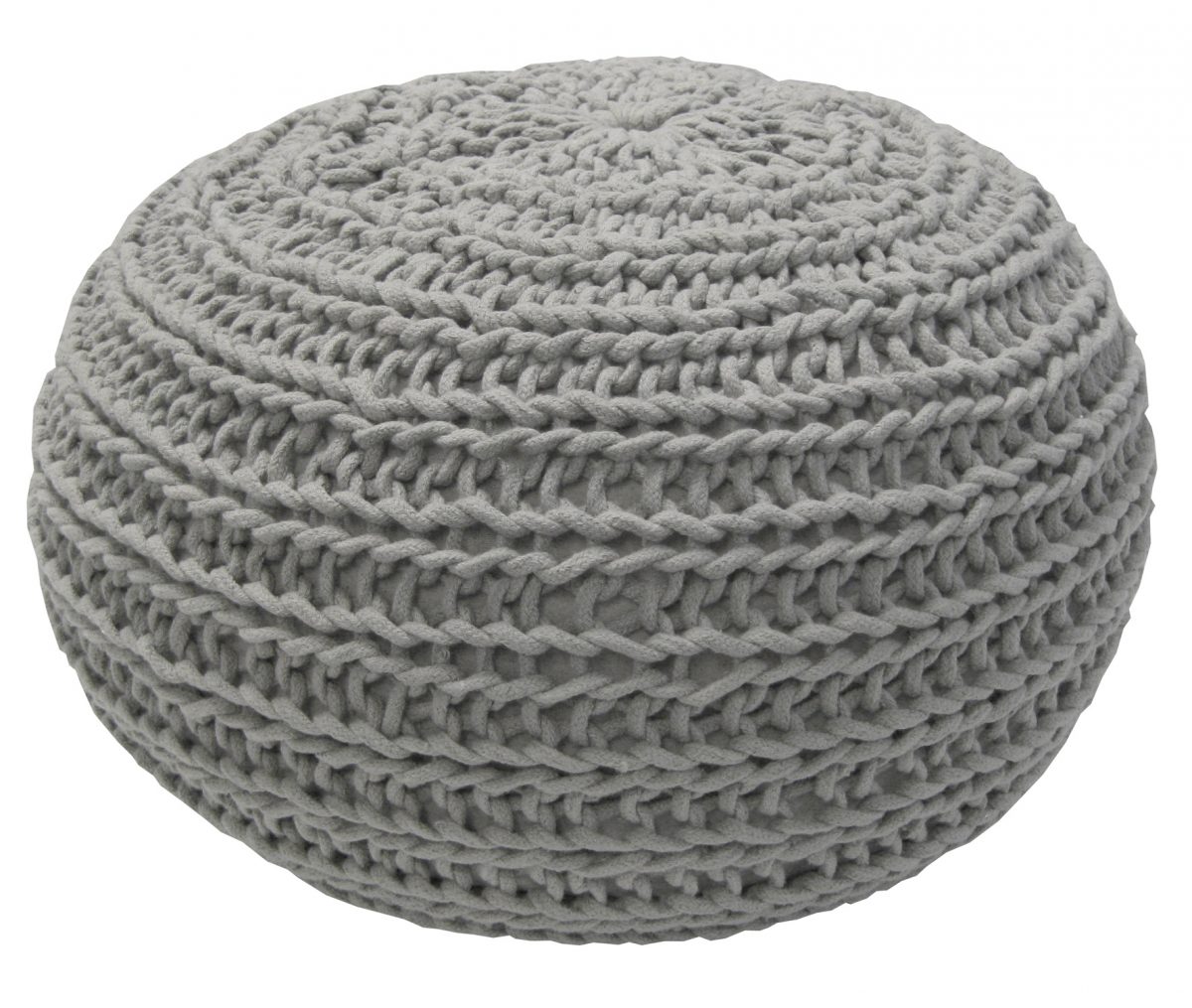 gebreide poef taupe