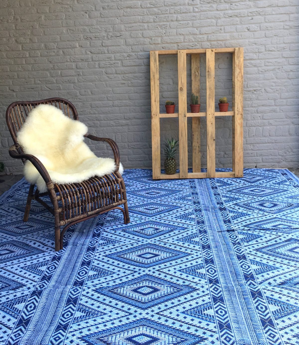 Buitenkleed kunststof diamond blauw sfeer