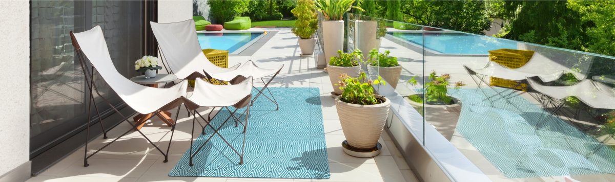 Luxe buitenkleed blauw wit