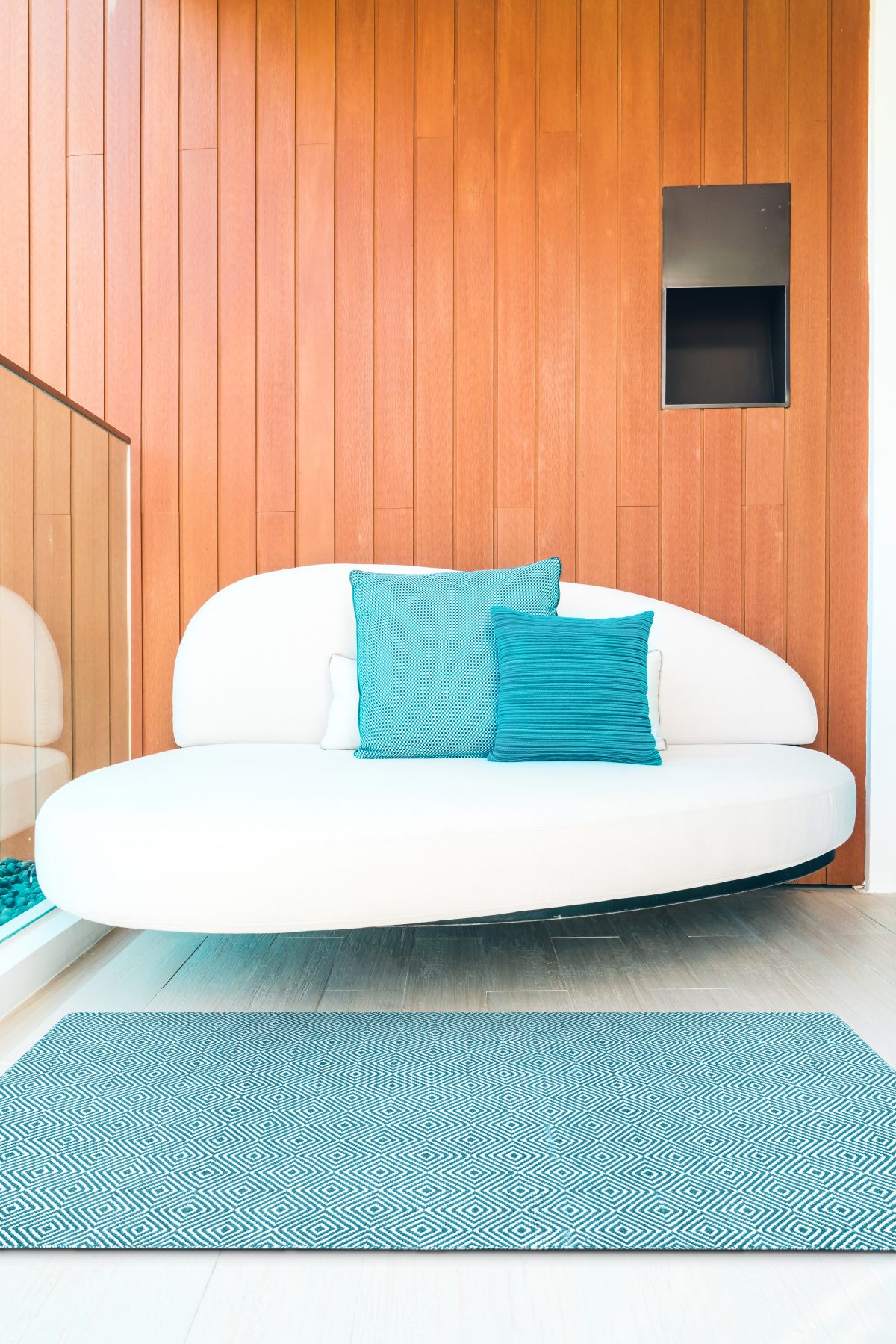 Luxe buitenkleed blauw wit foto 2