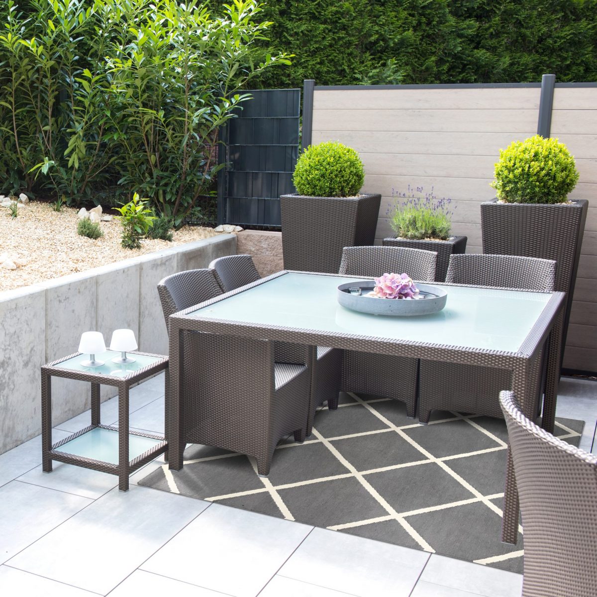 luxe buitenkleed grijs diamond terras