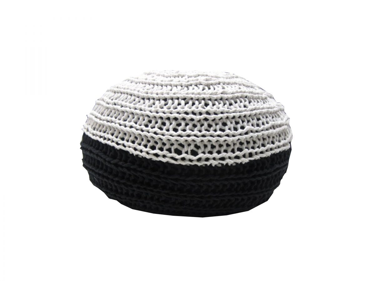 gebreide poef two tone