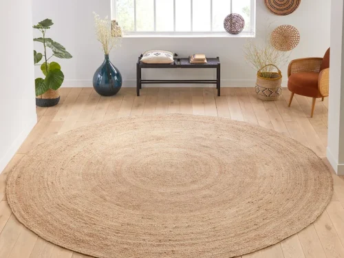 jute kleed 3 rond sfeer 3 500x375 - Jute Vloerkleed Rond 300cm